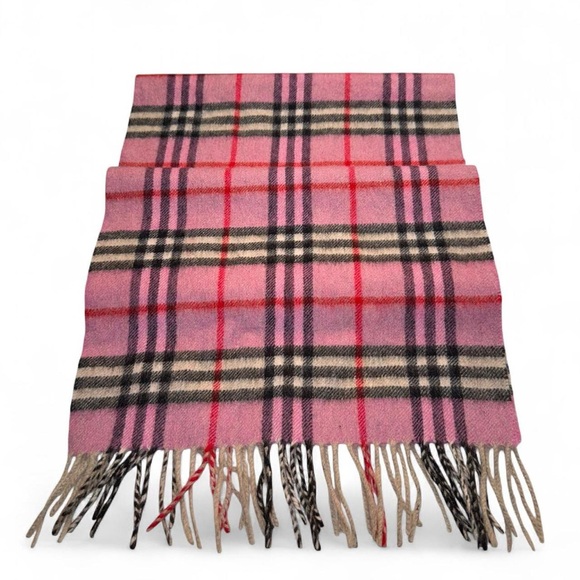 Burberry Pink Classic Nova Cashmere Scarf with Fringe - Picture 1 of 6